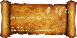 Greskovits Áron névjegykártya