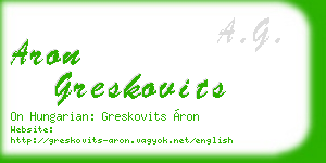 aron greskovits business card